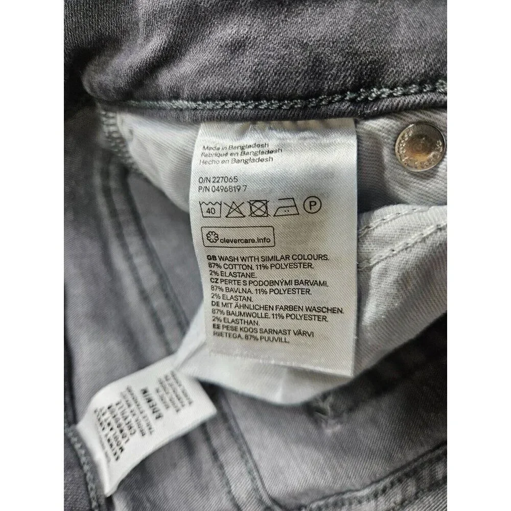 (3/$35) &Denim By H&M Size 28‎ Skinny Ankle Regular Waist Distressed Grey Jeans
